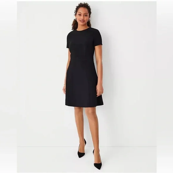 Ann Taylor | Dresses | New 59 Ann Taylor Black The Petite Flare Dress In  Fluid Crepe Size P | Poshmark